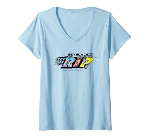 Damen Beyblade X Team Persona Let It Rip T-Shirt mit V-Ausschnitt von Hasbro