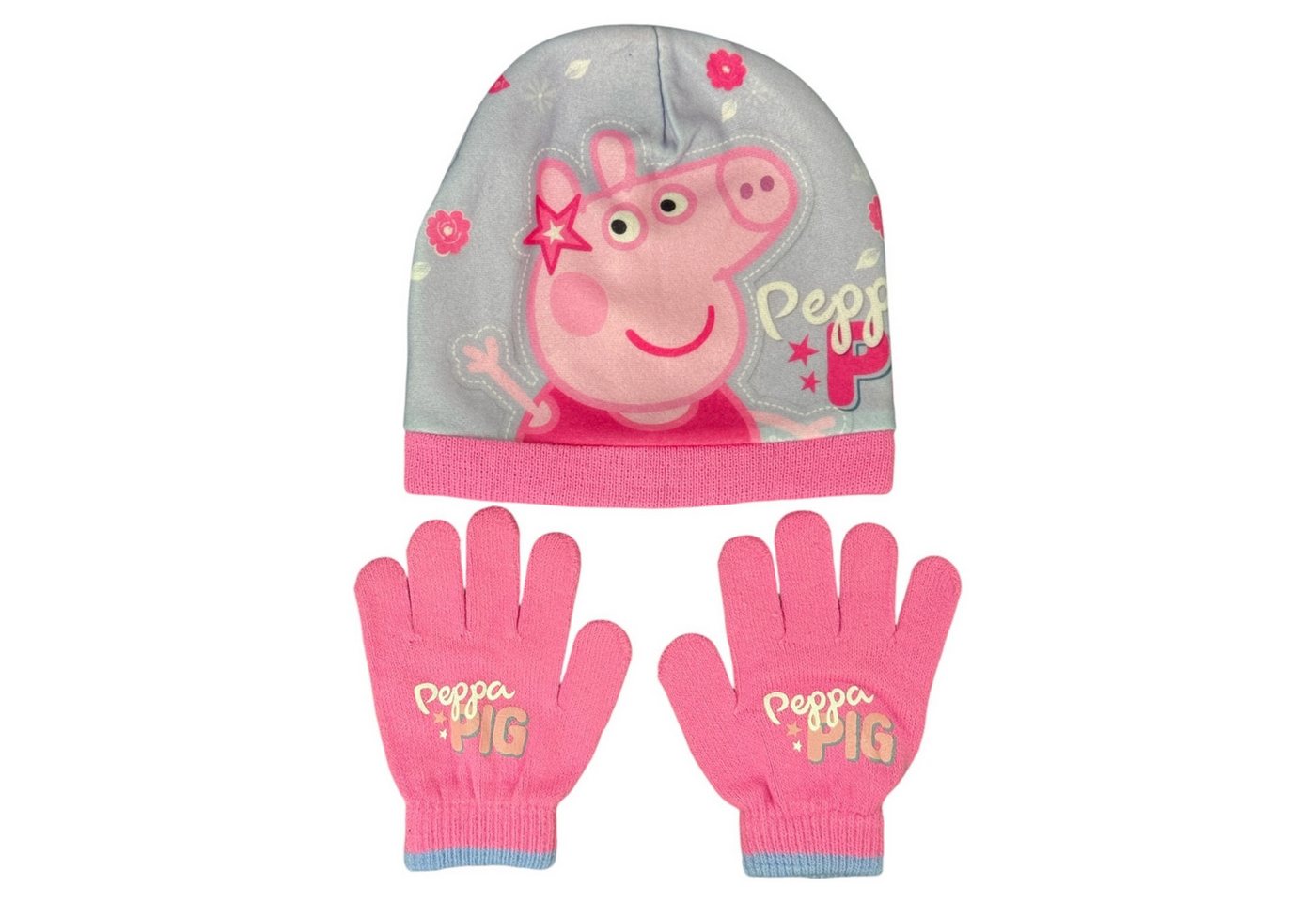 Hasbro Jerseymütze PEPPA PIG 13869 - Kinder Winter Set Gr. 51/54 cm Mütze und Handschuhe (Spar-Set) von Hasbro