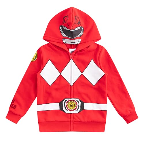 Hasbro Power Rangers Jungen Kapuzenpullover mit Reißverschluss für kleine Kinder, Rot/Ausflug, einfarbig (Getaway Solids), 10 von Hasbro