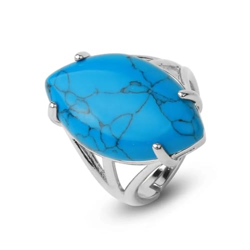 Hasdnker Ring Ringe Damen Bijouterie Herren Crystal Rings Natural Stone Ring For Women Men Adjustable Healing Pink Quartz Lapis Lazuli Opal Turquoise Finger Rings Blueturquoise von Hasdnker