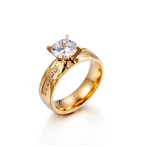 Hasdnker Ring Ringe Damen Bijouterie Herren Einfache Romantische Eheringe Für Frauen/Männer Cubic Zirkon Charm Paar Ringe Modeschmuck Verlobung 6 Goldczring von Hasdnker