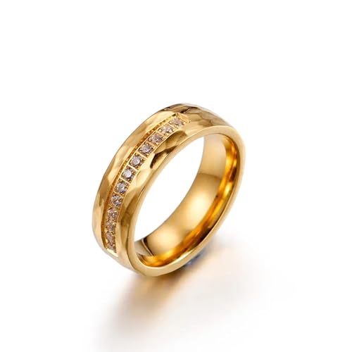 Hasdnker Ring Ringe Damen Bijouterie Herren Einfache Romantische Eheringe Für Frauen/Männer Cubic Zirkon Charm Paar Ringe Modeschmuck Verlobung 6 Goldroundring von Hasdnker