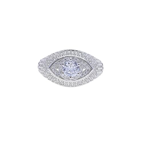 Hasdnker Ring Ringe Damen Bijouterie Herren Geometrischer Micro Pave Bling Zirkonia Türkischer Glücksbringer Evil Eye Verlobungsring 3 Farben Ringe 10 Weiß von Hasdnker