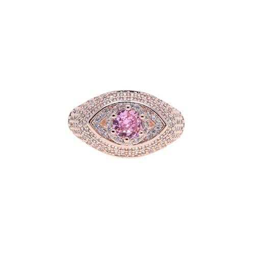Hasdnker Ring Ringe Damen Bijouterie Herren Geometrischer Micro Pave Bling Zirkonia Türkischer Glücksbringer Evil Eye Verlobungsring 3 Farben Ringe 8 Rosa von Hasdnker