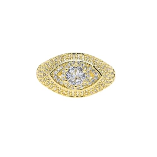 Hasdnker Ring Ringe Damen Bijouterie Herren Geometrischer Micro Pave Bling Zirkonia Türkischer Glücksbringer Evil Eye Verlobungsring 3 Farben Ringe 9 Gold von Hasdnker