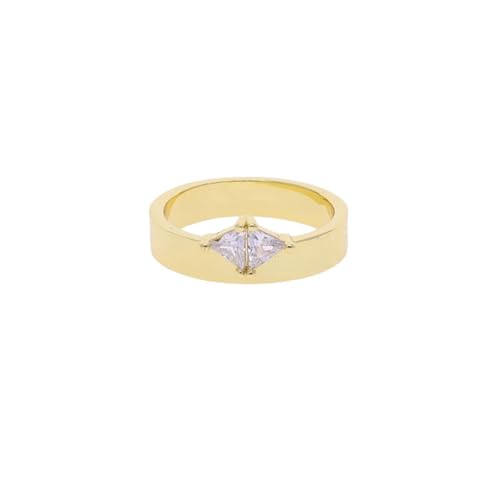 Hasdnker Ring Ringe Damen Bijouterie Herren Goldfarbener Bandring Für Frauen, Verschiedene Geometrische Zirkonia, Funkelnder Verlobungsring, 8 R299 von Hasdnker