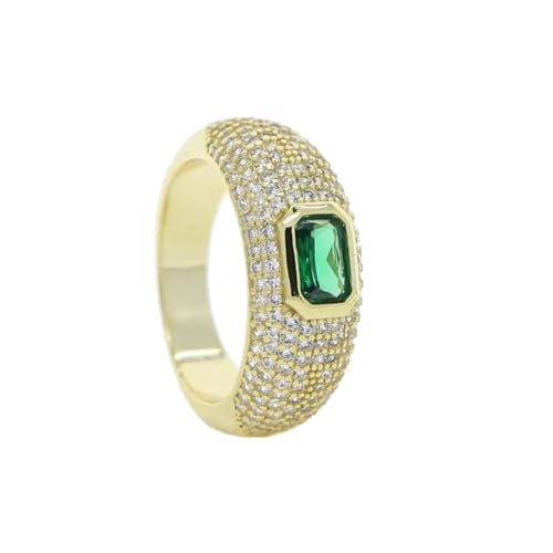 Hasdnker Ring Ringe Damen Bijouterie Herren Größe 5 6 7 8 Goldfarbe Micro Pave Weiß Grün Zirkonia Cz Hochwertige Mode Dome Frauen Fingerringe 7 Goldfarbe von Hasdnker