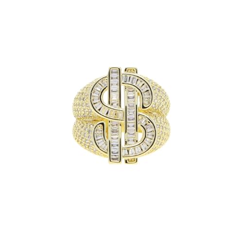 Hasdnker Ring Ringe Damen Bijouterie Herren Größe 8 9 10 11 Iced Out Bling Männer Junge Finger Schmuck Zirkonia Cz Geld Dollar Ring Hip Hop Schmuck 9 Gold von Hasdnker