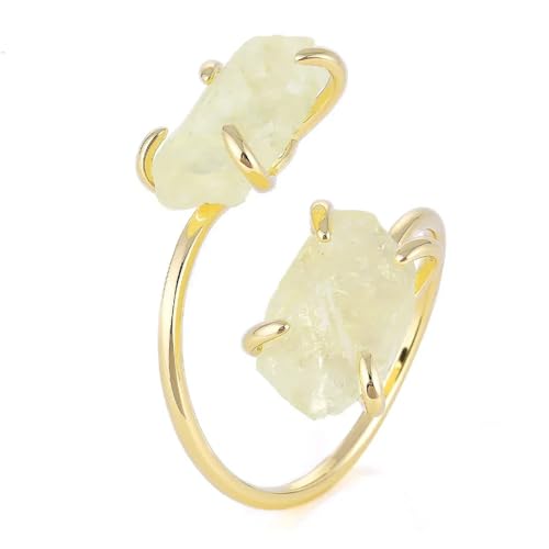 Hasdnker Ring Ringe Damen Bijouterie Herren Irregular Crystal Open Ring Healing Natural Amethysts Citrine Double Gems Stone Claw Finger Rings Jewelry Accessories Citrine von Hasdnker