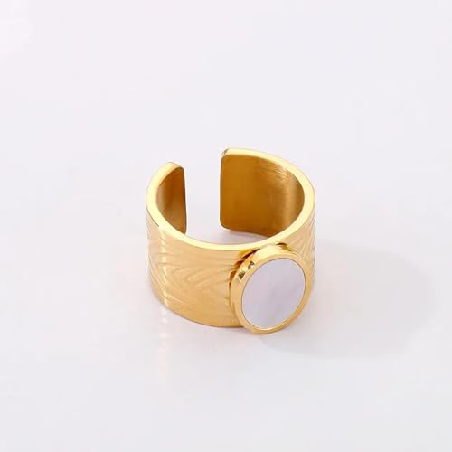 Hasdnker Ring Ringe Damen Bijouterie Herren Mode Offene Ringe Für Frauen Elegante Shell Charme Streifen Gold Farbe Trendy Hochzeit Party Schmuck 5 Gold von Hasdnker