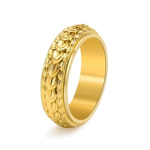 Hasdnker Ring Ringe Damen Bijouterie Herren Personalized 8Mm Dragon Scale Rotatable Rings For Lovers Retro Men'S Biker Jewelry Friendship 7 Red von Hasdnker