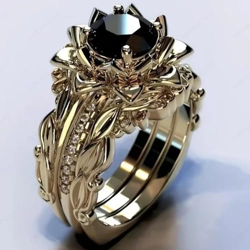 Hasdnker Ring Ringe Damen Bijouterie Herren Schillernde Goldfarbe Runde Blumenringe Für Frauen Weiß Schwarz Stein Ringe Set Schmu Hasdnker Ring Ringe Damen Bijouterie Herren Schillernde Goldfarbe Runde Blumenringe Für Frauen Weiß Schwarz Stein Ringe Set Schmu von Hasdnker