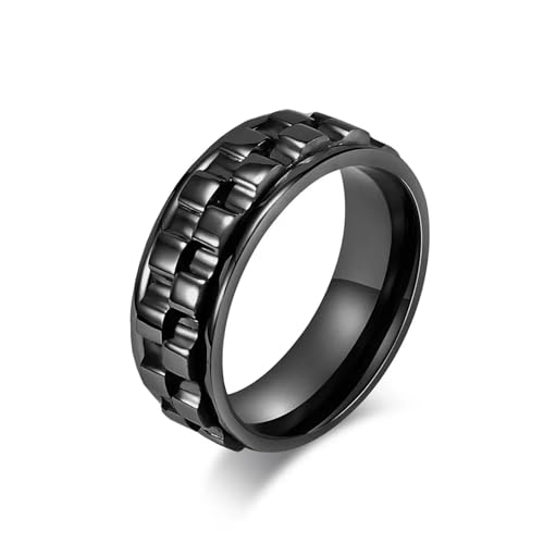 Hasdnker Ring Ringe Damen Bijouterie Herren Schwarz-Blauer Zahnrad-Spinner-Ring Für Herren, Hochglanzpoliert, Angst-Spinner-Ring, Cooler Stressabbau-Ring Für Männer Und Frauen, 9 Schwarz von Hasdnker