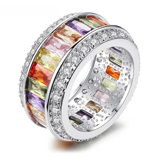 Hasdnker Ring Ringe Damen Bijouterie Herren Stil Europäischer Und Amerikanischer Damenring, Mode, Luxus, Kreativer Zirkon, Persönlichkeit, Damenring, Kleines Design, Schmuck, 7 Bunt von Hasdnker