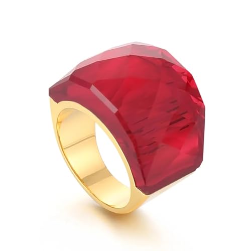Ring Ringe Damen Bijouterie Herren Für Frauen Großer Kristallglasstein Rosa Farbe Knöchel Charm Verlobungsringe Trendy Eheringe Party Schmuck 7 Goldrot von Hasdnker