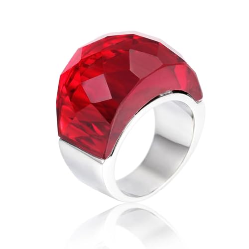 Ring Ringe Damen Bijouterie Herren Für Frauen Großer Kristallglasstein Rosa Farbe Knöchel Charm Verlobungsringe Trendy Eheringe Party Schmuck 7 Silberrot von Hasdnker