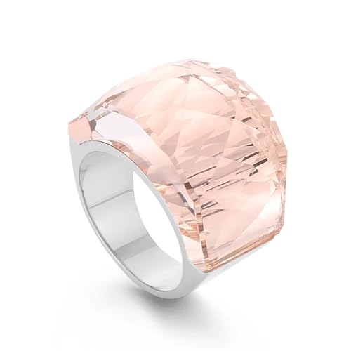 Ring Ringe Damen Bijouterie Herren Für Frauen Großer Kristallglasstein Rosa Farbe Knöchel Charm Verlobungsringe Trendy Eheringe Party Schmuck 8 Silberrosa von Hasdnker
