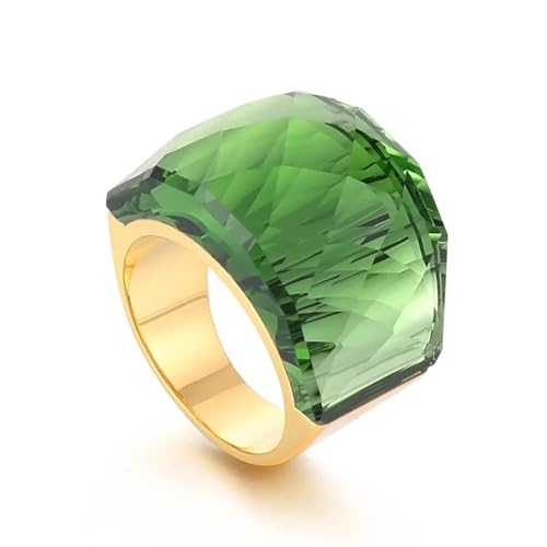 Ring Ringe Damen Bijouterie Herren Für Frauen Großer Kristallglasstein Rosa Farbe Knöchel Charm Verlobungsringe Trendy Eheringe Party Schmuck 9 Goldgrün von Hasdnker
