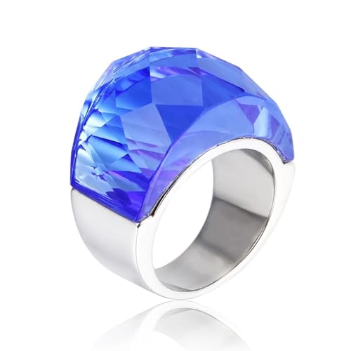 Ring Ringe Damen Bijouterie Herren Für Frauen Großer Kristallglasstein Rosa Farbe Knöchel Charm Verlobungsringe Trendy Eheringe Partyschmuck 9 Goldblau von Hasdnker
