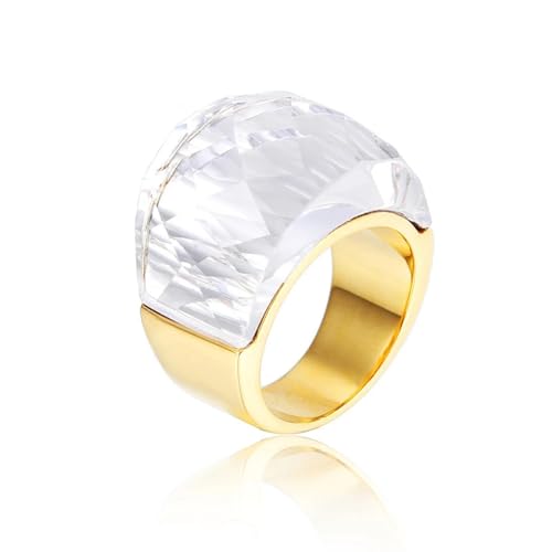 Ring Ringe Damen Bijouterie Herren Für Frauen Großer Kristallglasstein Rosa Farbe Knöchel Charm Verlobungsringe Trendy Eheringe Partyschmuck 9 Goldweiß von Hasdnker