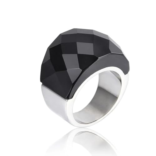 Ring Ringe Damen Bijouterie Herren Für Frauen Großer Kristallglasstein Rosa Farbe Knöchel Charm Verlobungsringe Trendy Eheringe Partyschmuck 9 Silberschwarz von Hasdnker