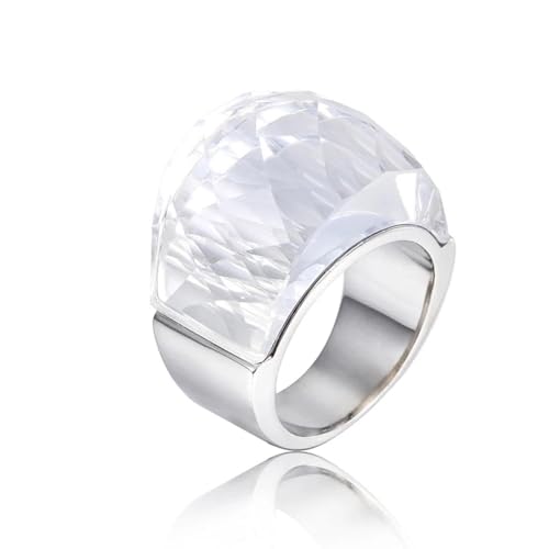 Ring Ringe Damen Bijouterie Herren Für Frauen Großer Kristallglasstein Rosa Farbe Knöchel Charm Verlobungsringe Trendy Eheringe Partyschmuck 9 Silberweiß von Hasdnker