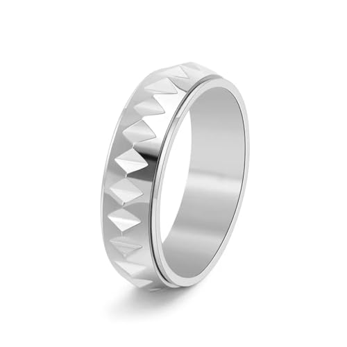Ring Ringe Damen Bijouterie Herren Men'S Rotating Ring Geometric Faceted Triangle Design Hypoallergenic Adjustable Band For Single Daily Wear 10 Silvercolor von Hasdnker
