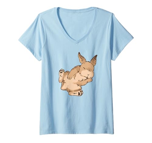 Damen Lustiges Kaninchen Osterhase Hasenliebhaber T-Shirt mit V-Ausschnitt Damen Lustiges Kaninchen Osterhase Hasenliebhaber T-Shirt mit V-Ausschnitt von Hase Osterhasenfreunde Hasenkinder