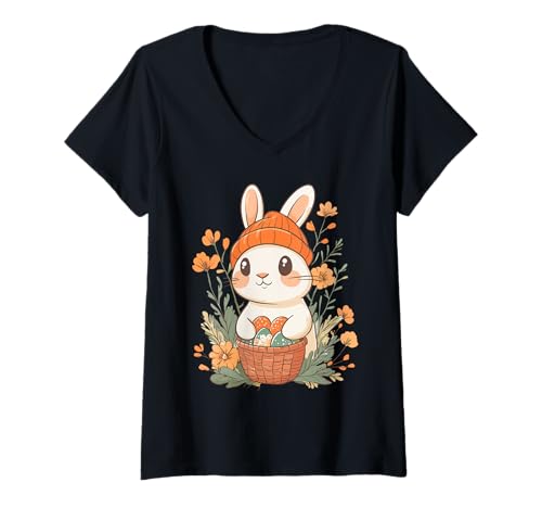Damen Ostern Deko Hase Osterhase Frauen Männer Kinder Ostern Hase T-Shirt mit V-Ausschnitt Damen Ostern Deko Hase Osterhase Frauen Männer Kinder Ostern Hase T-Shirt mit V-Ausschnitt von Hase Ostern Deko Damen Herren Osterhasen Kostüm