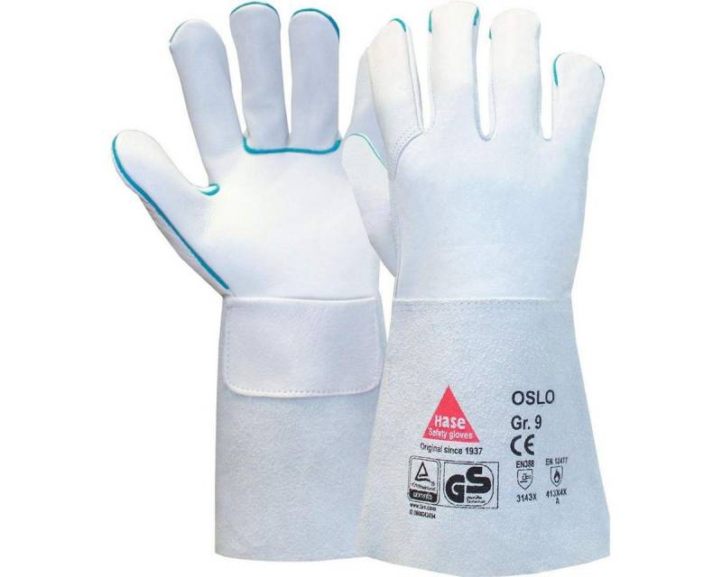 Hase Safety Gloves Arbeitshandschuhe Oslo Schweißerhandschuh Rindnarbenleder (Packung, 1-St., VPE= 6 Paar, Gr. 7-12) Hitzbeständig/Atmungsaktiv von Hase Safety Gloves