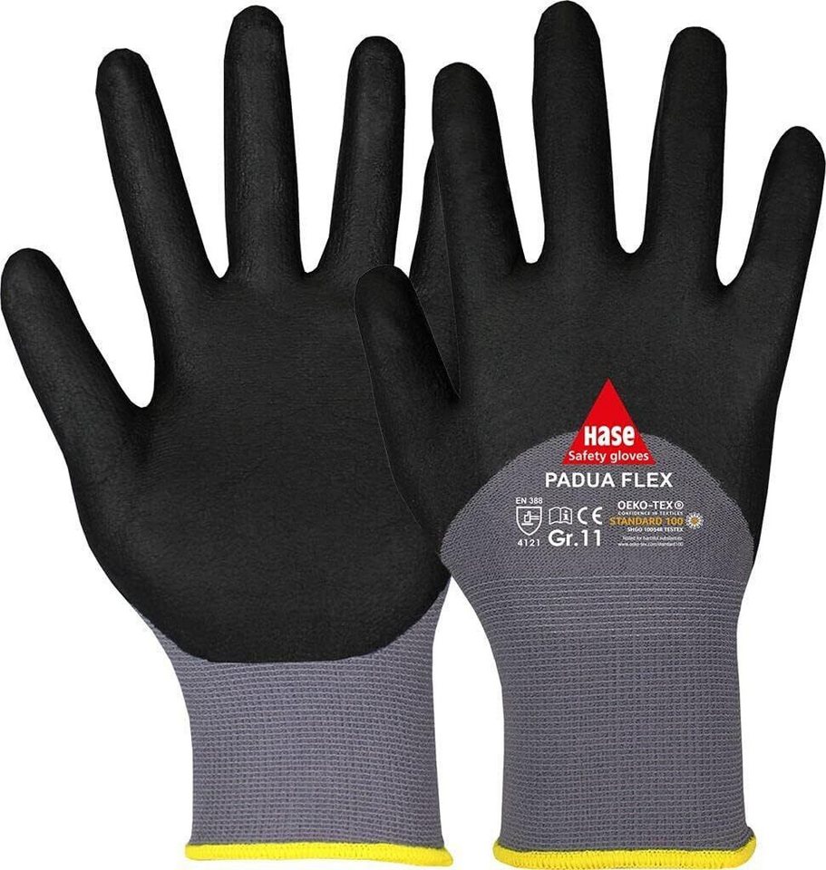 Hase Safety Gloves Nitril-Handschuhe 508155 Padua Flex Montagehandschuhe (Packung, 10-St., VPE= 10 Paar, Gr 6-11) Nylon/Arbeitshandschuh von Hase Safety Gloves