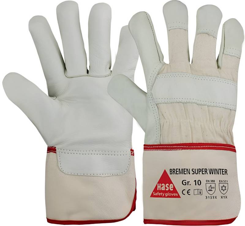 Hase Safety Gloves Winter-Arbeitshandschuhe Bremen Super Winter Arbeitshandschuh Leder Vollfutter (Packung, 12-St., VPE=12 Paar, Gr 8-12) von Hase Safety Gloves