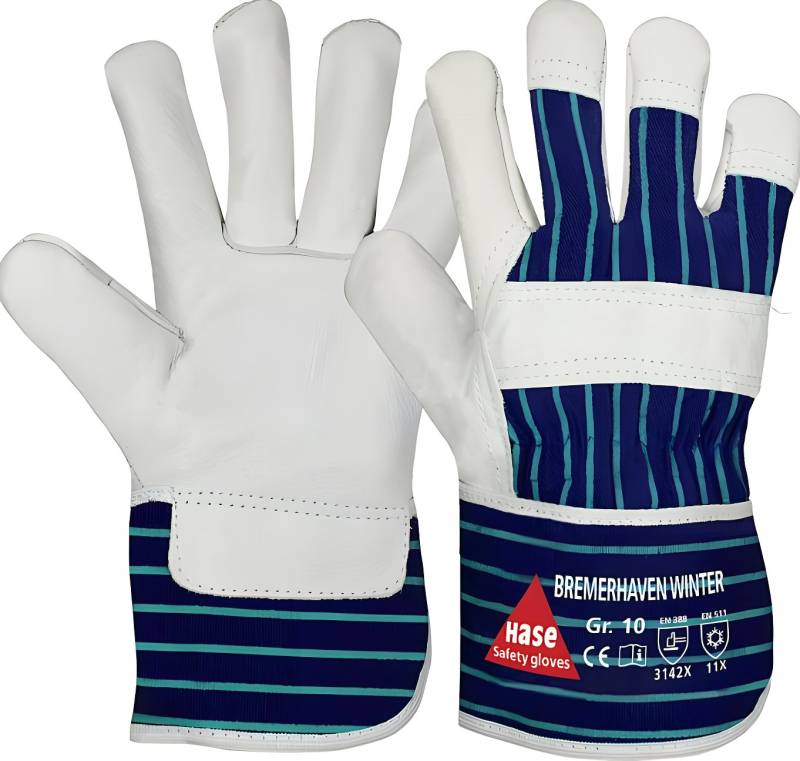 Hase Safety Gloves Winter-Arbeitshandschuhe Bremerhaven Winter Lederhandschuh mit Stulpe (Packung, 12-St., VPE=12 Paar, Gr8-12) von Hase Safety Gloves