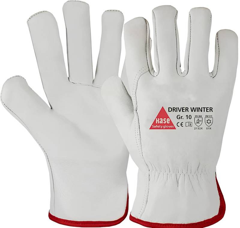 Hase Safety Gloves Winter-Arbeitshandschuhe Driver Winter Montagehandschuhe Leder (Packung, 12-St., VPE= 12 Paar, Gr 8-12) Nappaleder von Hase Safety Gloves