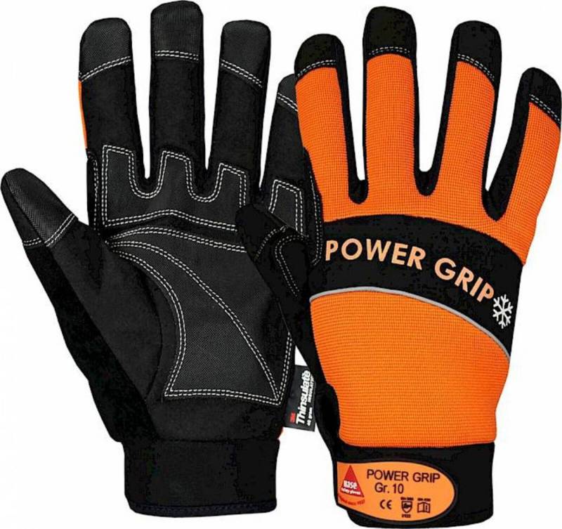 Hase Safety Gloves Winter-Arbeitshandschuhe Power Grip Winter Winterhandschuhe Leder mit Pvc 402050 (Packung, 10-St., VPE=10-100 Paar, Gr 9-11) Klettverschluss/Synthetik-Leder von Hase Safety Gloves