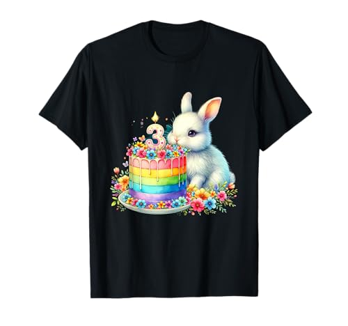 Kinder 3. Geburtstag Mädchen Hase 3 Jahre Hase T-Shirt Kinder 3. Geburtstag Mädchen Hase 3 Jahre Hase T-Shirt von Hase Tier 3 Jahre Kinder Geburtstag Regenbogen