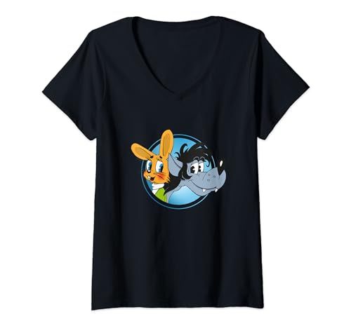 Damen Hase & Wolf - Nu pogodi! T-Shirt mit V-Ausschnitt Damen Hase & Wolf - Nu pogodi! T-Shirt mit V-Ausschnitt von Hase & Wolf - Nu, pogodi!
