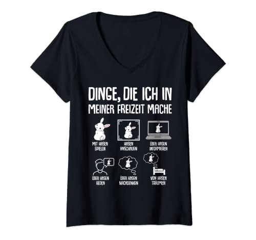 Damen Hasen Kaninchen Hase Dinge die ich in meiner Freizeit mache T-Shirt mit V-Ausschnitt von Hasen Kaninchen & Bunny Geschenke
