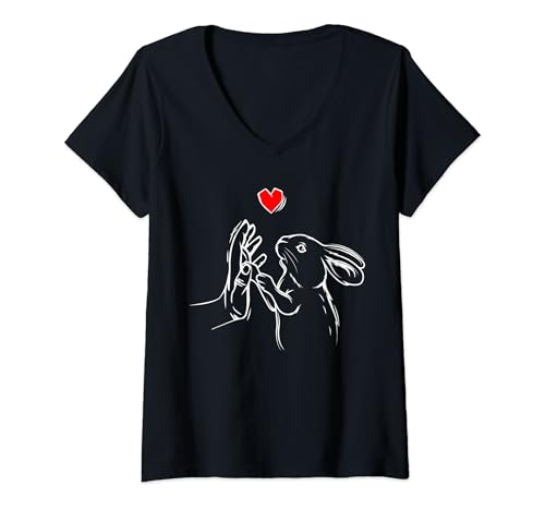 Damen Hasen Liebe Hase Kaninchen T-Shirt mit V-Ausschnitt von Hasen Kaninchen & Bunny Geschenke