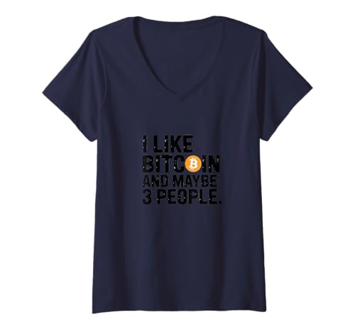 Damen Ich mag Bitcoin und vielleicht 3 Leute T-Shirt mit V-Ausschnitt von HashRate Threads