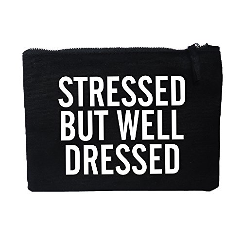 HASHTAGSTUFF Damen Clutch mit Spruch/Verschiedene Sprüche auswählbar/Schwarz/Tasche/Kosmetiktasche/Handtasche/Kulturbeutel/lässig Dressed von Hashtagstuff