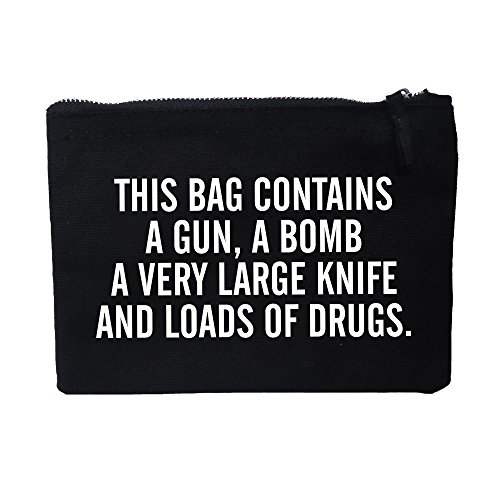 HASHTAGSTUFF Damen Clutch mit Spruch/Verschiedene Sprüche auswählbar/Schwarz/Tasche/Kosmetiktasche/Handtasche/Kulturbeutel/lässig Drugs von Hashtagstuff