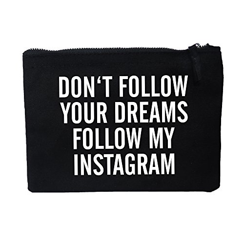 HASHTAGSTUFF Damen Clutch mit Spruch/Verschiedene Sprüche auswählbar/Schwarz/Tasche/Kosmetiktasche/Handtasche/Kulturbeutel/lässig Dreams von Hashtagstuff