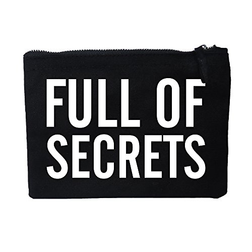 HASHTAGSTUFF Damen Clutch mit Spruch/Verschiedene Sprüche auswählbar/Schwarz/Tasche/Kosmetiktasche/Handtasche/Kulturbeutel/lässig Secrets von Hashtagstuff