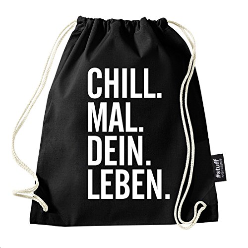 Hashtagstuff® Turnbeutel mit Sprüchen Designs auswählbar Kordel Schwarz Spruch Rucksack Jutebeutel Sportbeutel Gymbag Beutel Hipster Dein Leben von Hashtagstuff