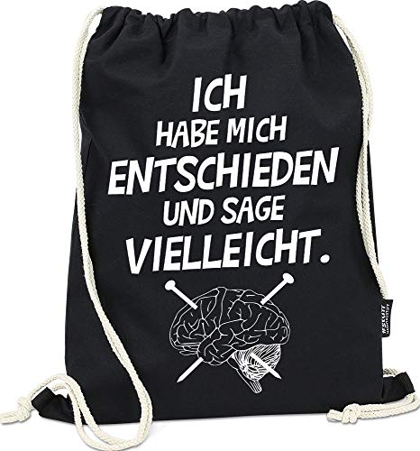 Hashtagstuff® Turnbeutel mit Sprüchen Designs auswählbar Kordel Schwarz Spruch Rucksack Jutebeutel Sportbeutel Gymbag Beutel Hipster Vielleicht von Hashtagstuff