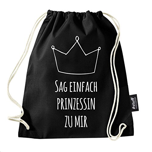 Hashtagstuff® Turnbeutel mit Sprüchen Designs auswählbar Kordel Schwarz Spruch Rucksack Jutebeutel Sportbeutel Gymbag Beutel Hipster 01 Prinzessin von Hashtagstuff