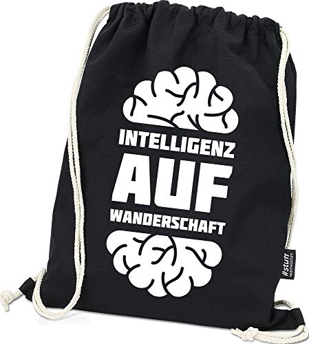 Hashtagstuff® Turnbeutel mit Sprüchen Designs auswählbar Kordel Schwarz Spruch Rucksack Jutebeutel Sportbeutel Gymbag Beutel Hipster Intelligenz von Hashtagstuff