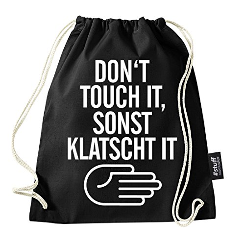 Hashtagstuff® Turnbeutel mit Sprüchen Designs auswählbar Kordel Schwarz Spruch Rucksack Jutebeutel Sportbeutel Gymbag Beutel Hipster Klatschen von Hashtagstuff