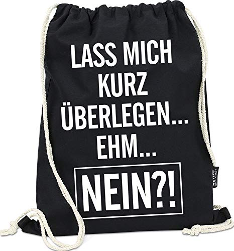 Hashtagstuff® Turnbeutel mit Sprüchen Designs auswählbar Kordel Schwarz Spruch Rucksack Jutebeutel Sportbeutel Gymbag Beutel Hipster Nein von Hashtagstuff